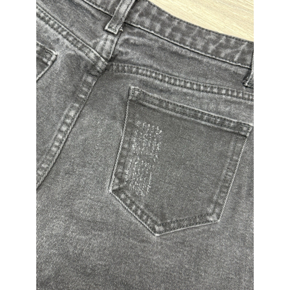 Pretty Little Thing Black Destroyed Jean Shorts Raw Hem Hi Rise Women's Size 8 - Picture 5 of 6